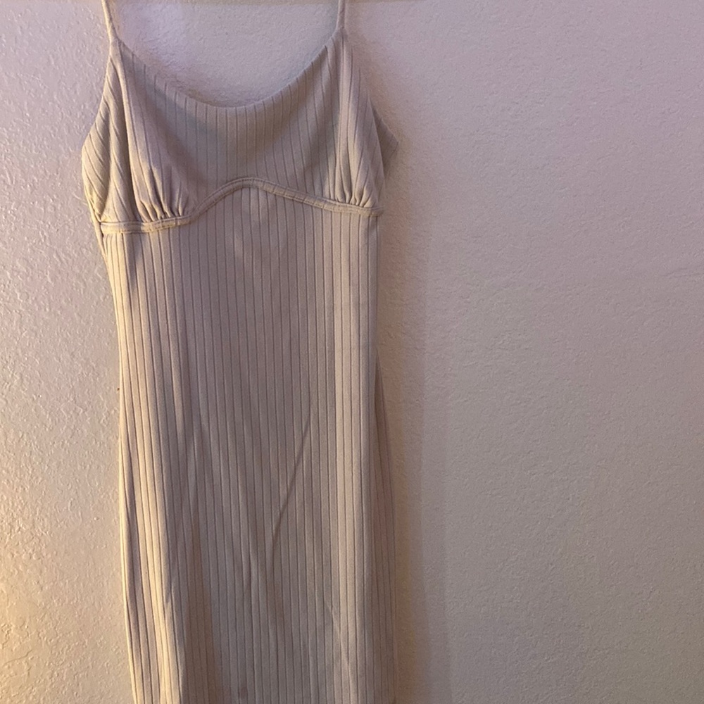Cream spaghetti strap bodycon dress